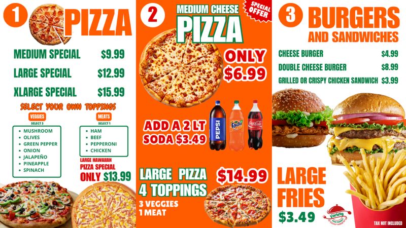 Deals on Pizza & Burgers